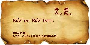 Köpe Róbert névjegykártya